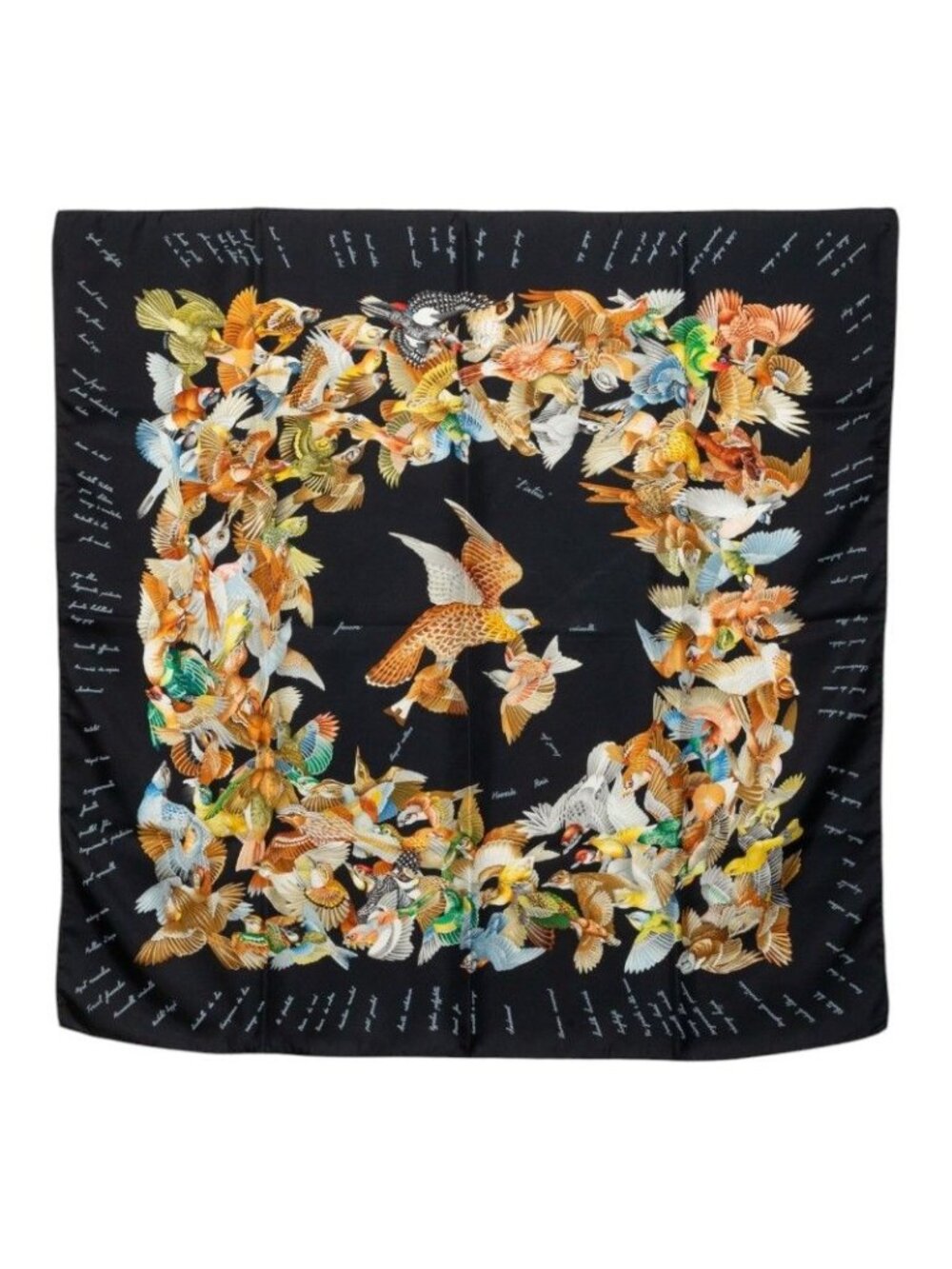 Hermes Carre 90 L'intrus Intruder Scarf Black Multicolor Silk
